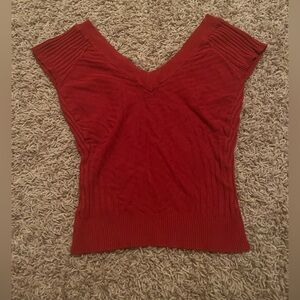 red v neck top